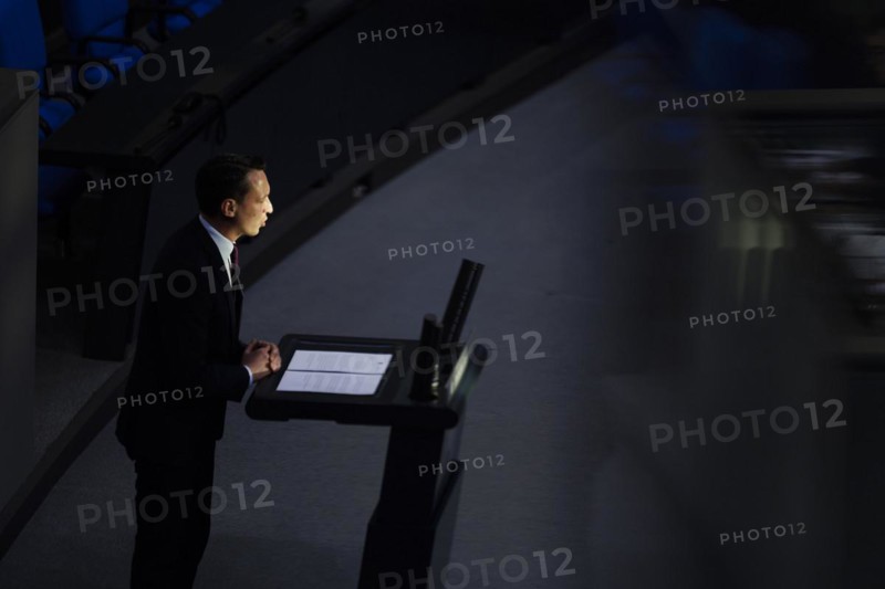 Matthias Helferich, non-attached Member of Parliament, speaks in the German Bundestag, Berlin, 11 April 2024