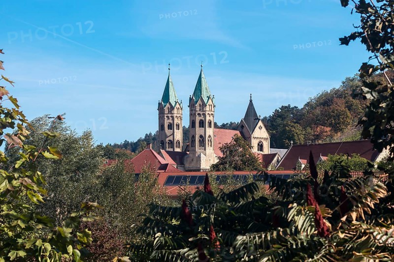 Naumburg, Deutschland, 15. September 2018: Blick auf die Kirche St. Marien in der Weinbaustadt Freyburg, Deutschland