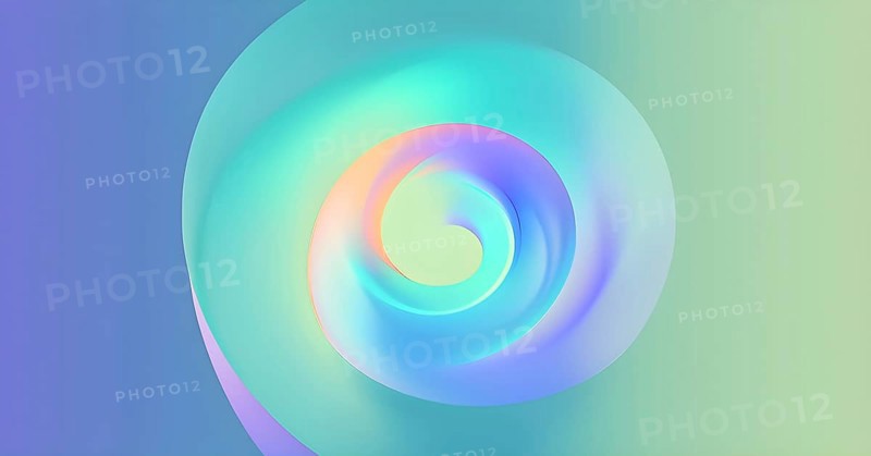Spiral shape that slowly expands, rotates, and shifts colors in a soft gradient, invoking a tranquil, meditative focus, AI generated