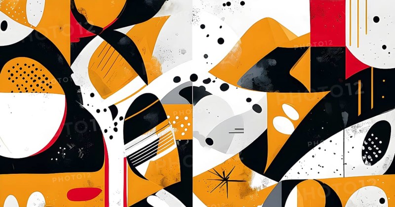 Illustration of an abstract Easter egg design with geometric patterns, bold colors, and a mix of textures, creating a modern and dynamic look, AI generated