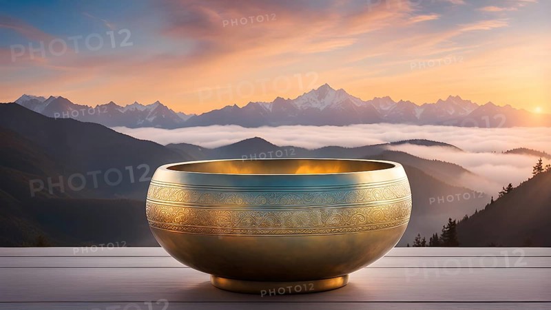Tibetan singing bowl as Symbolic images for relaxation, AI generated