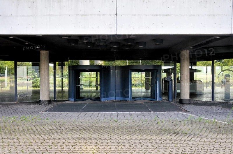 Entrance to the former Deutsche Welle headquarters, office tower and studio tower, Raderberggürtel, Cologne, North Rhine-Westphalia, Germany, Europe