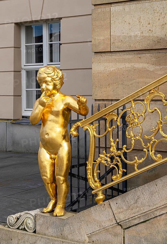 Putti on the flag staircase at the state parliament building, Potsdam, Brandenburg, Germany, Europe