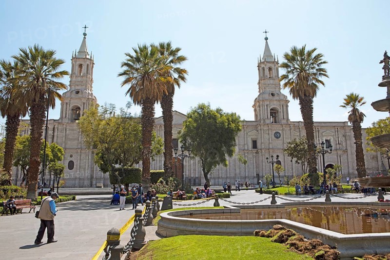 Cathedral of Arequipa or Cathedral Basilica of Santa Maria, Arequipa, Province of Arequipa, Peru, South America