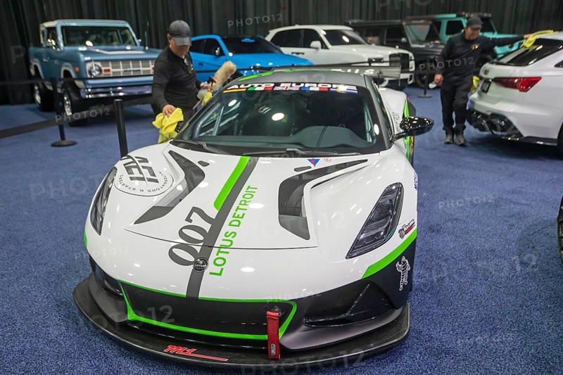 Detroit, Michigan USA - 10 January 2025 - A Lotus among luxury cars on display at The Gallery, a special section of the 2025 Detroit Auto Show