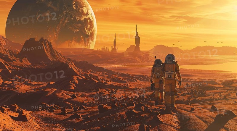 Human settlement on Mars. Concept of Mars colonization and interplanetary life., AI generated