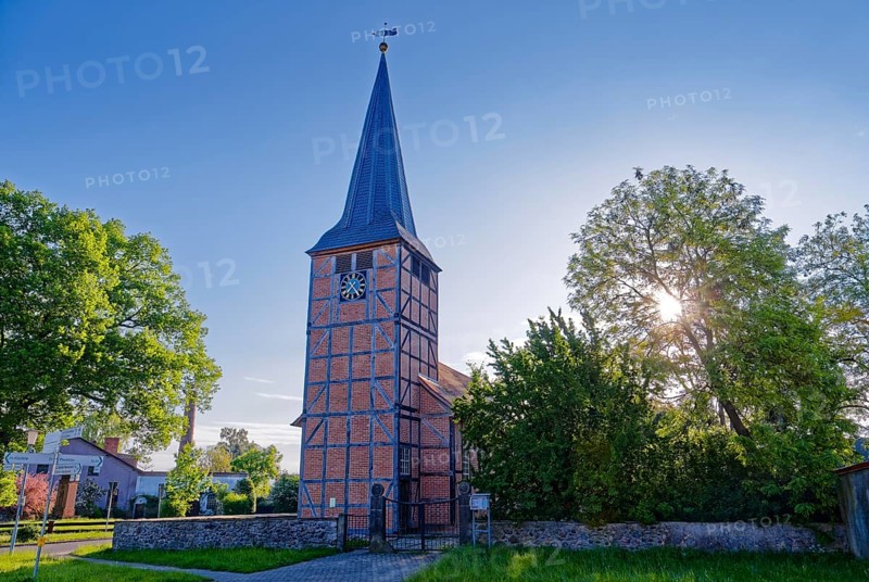 Dannefeld half-timbered church in the UNESCO Drömling Biosphere Reserve. Dannefeld, Hanseatic town of Gardelegen in the Altmark, Saxony-Anhalt, Germany, Europe