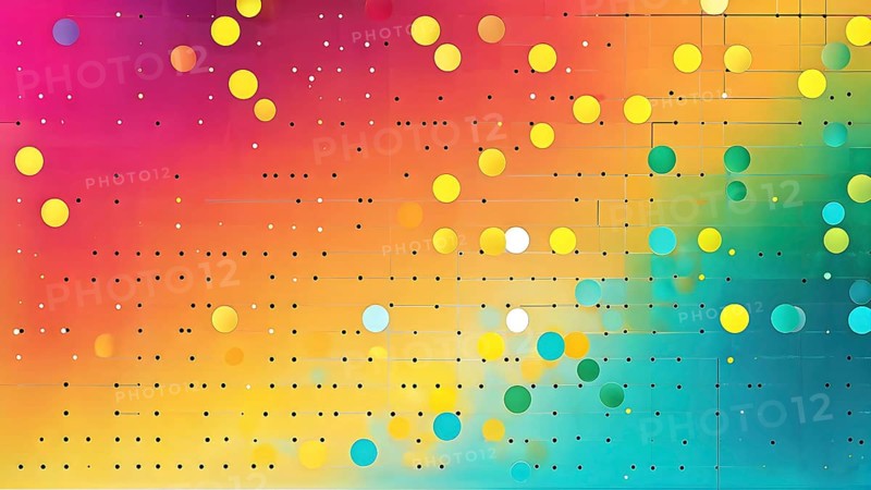 Striking multicolored dot matrix that creates an abstract background, blending vibrant hues in a seamless pattern, AI generated
