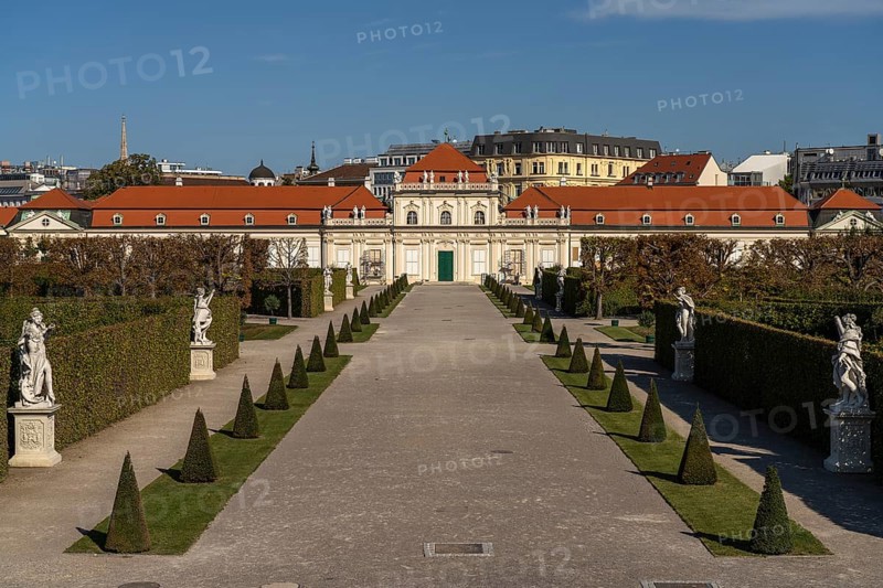 Palace gardens and the Lower Belvedere Palace in Vienna, Austria, Europe
