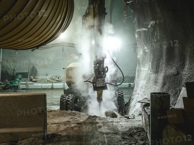 Construction work on a cross-passage in a tunnel section in construction lot H53, Brenner Base Tunnel, Tyrol, Austria, Europe