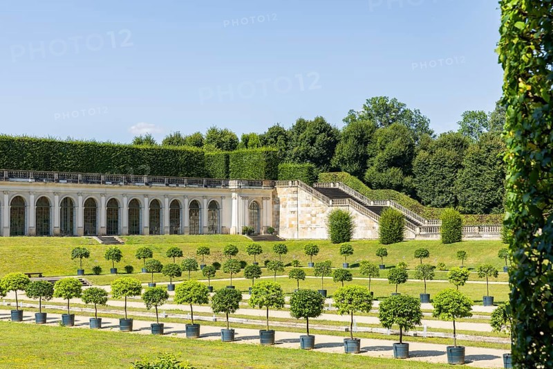 The Grosssedlitz Baroque Garden with the Friedrich Palace is located on a hill on the left bank of the Elbe to the south-east of Dresden in Grosssedlitz, which belongs to the town of Heidenau in the Free State of Saxony, Grosssedlitz Baroque Garden, Heidenau, Saxony, Germany, Europe