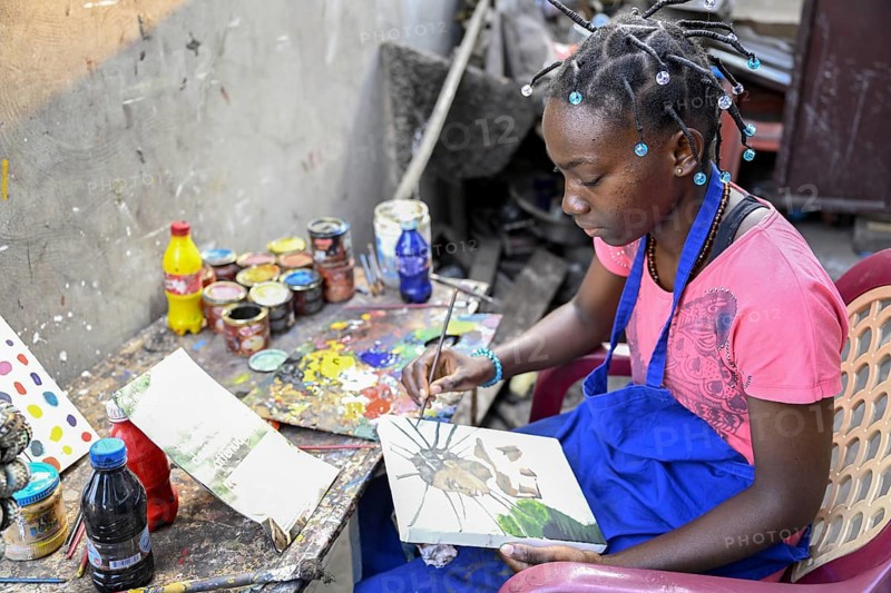 Young artist in a gallery, Brazzaville, Republic of Congo