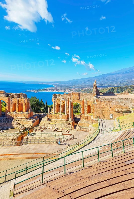 The Greek theatre, Taormina, Sicily, Italy, Europe