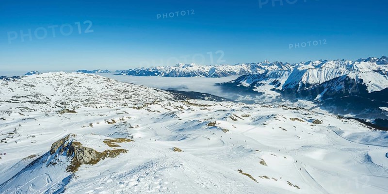 Hahnenköpfle, 2085m, Gottesacker plateau, Kleinwalsertal, Vorarlberg, Austria, behind it the Allgäu Alps, Bavaria, Germany, Europe