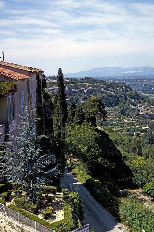 Landscape on the hill of the village of Venasque, Vaucluse, Provence, France 1974