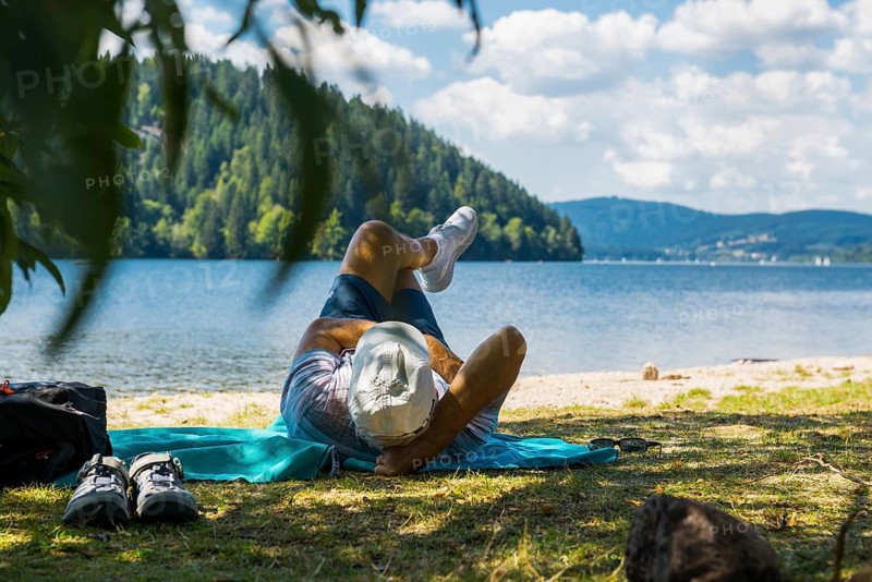 Bathing area and beach, Seebrugg, Schluchsee, Black Forest, Baden-Württemberg, Germany, Europe