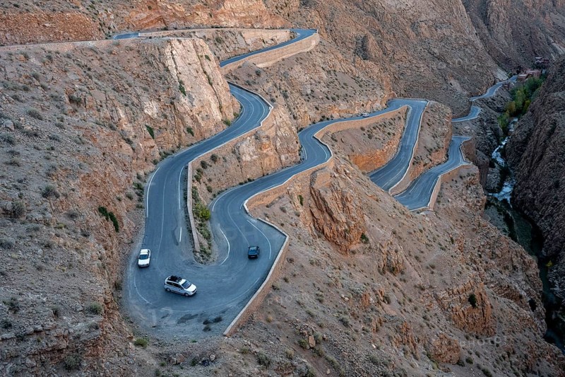 Mountain pass with serpentines, Gorges du Dades, Dades Gorge, Tamellalt, Morocco, Africa