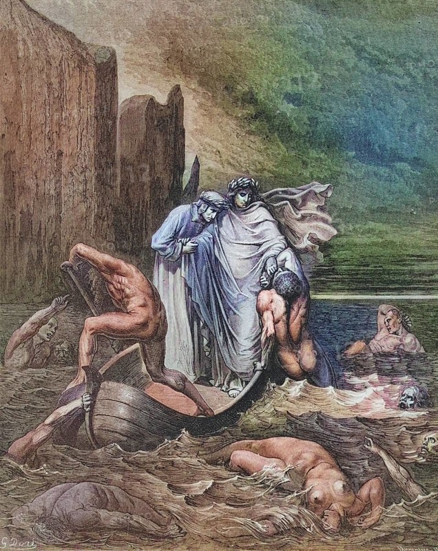 Illustration by Gustave Dore (1832-1883) for Dante's Inferno, the Divine Comedy by Dante Alighieri Canto, Inferno, Hell, Paradise, Angels, Damnation, Historical, digitally restored reproduction from a 19th century original, Record date not stated