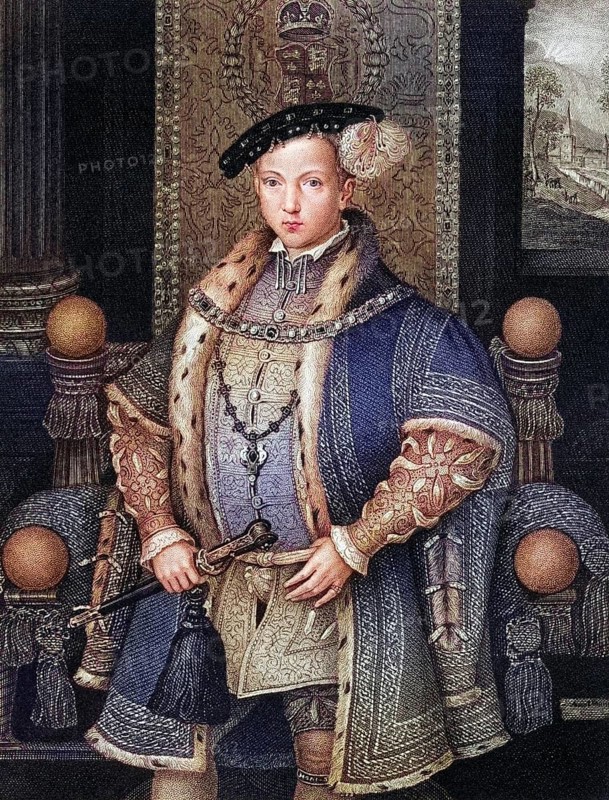 Edward VI, 1537, 1553, King of England and Ireland. From the book Lodges British Portraits, published in 1823, Historical, digitally restored reproduction from a 19th century original, Record date not stated