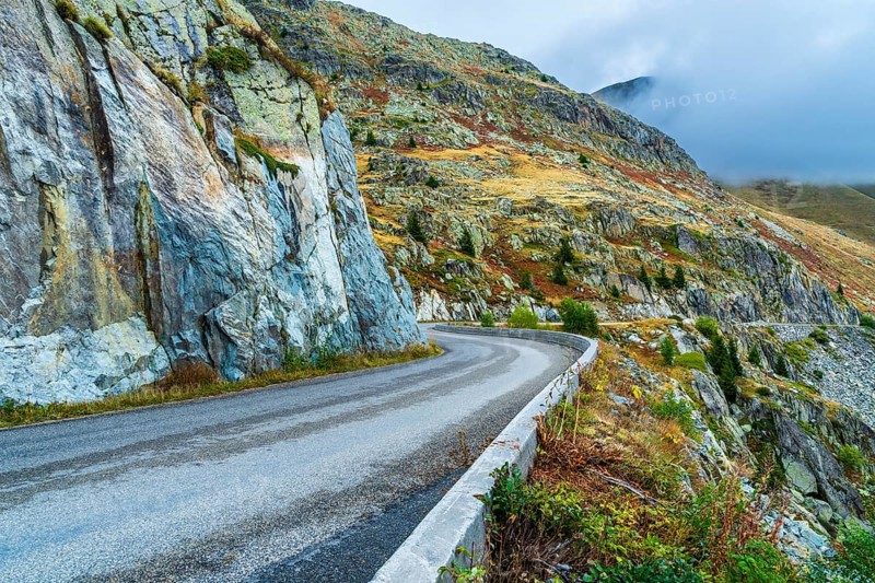 France, region Auvergne-Rhône-Alpes, Savoier Alps, Departement Savoie, road to pass Col de la Croix de Fer and Col de Glandon, travel landscape nature, Europe