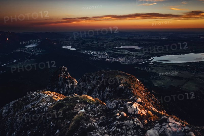 Sunrise hike on the Säuling in the Allgäu in Bavaria, Germany, Europe