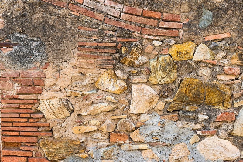 Clay and sandstone house wall, stone wall, wall, stone wall, earth-coloured, pattern, wall, texture, old, historical