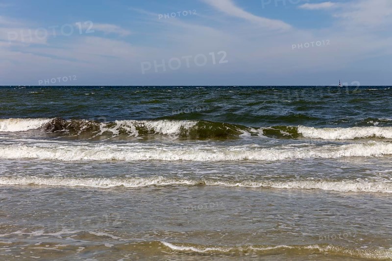 Lively swell at the sea under a partly cloudy sky, Rügen, Hiddensee