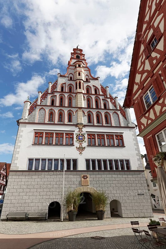 Late Gothic town hall with early Baroque gable, historic old town centre, Bad forest lake, Upper Swabia, Baden-Württemberg, Germany, Europe