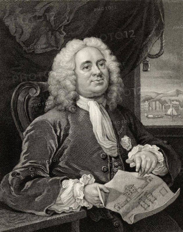 Daniel Lock 1681 to 1754 Architect and Governor of the Foundling Hospital London Engraved by B Holl from the picture by Hogarth from The Works of Hogarth published London 1833, Historic, digitally restored reproduction from a 19th century original, Record date not stated