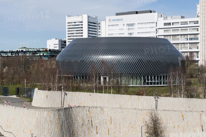 Novartis Pavilion, architecture firm AMDL CIRCLE and architect Michele De Lucchi, Novartis Campus, timber construction, façade with photovoltaic cells, Basel, Canton of Basel-Stadt, Switzerland, Europe