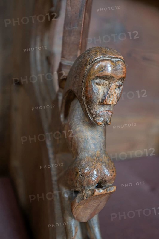 Figure on the back of the choir stalls, around 1490, St Mary's Church, Kalbensteinberg, Middle Franconia, Bavaria, Germany, Europe