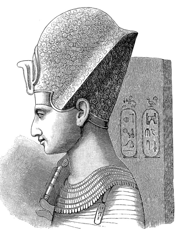Ramses II, also known as Ramses the Great, c. 1303 BC, 27 June 1213 BC, was the third ancient Egyptian king, pharaoh, of the 19th dynasty of the New Kingdom, head of the statue in Turin, Italy, in 1880, Historical, digital reproduction of an original from the 19th century, Europe