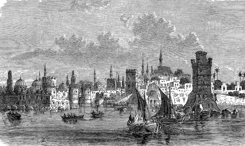 The harbour of Rhodes, island, Greece, in 1880, Historical, digital reproduction of an original from the 19th century, Europe