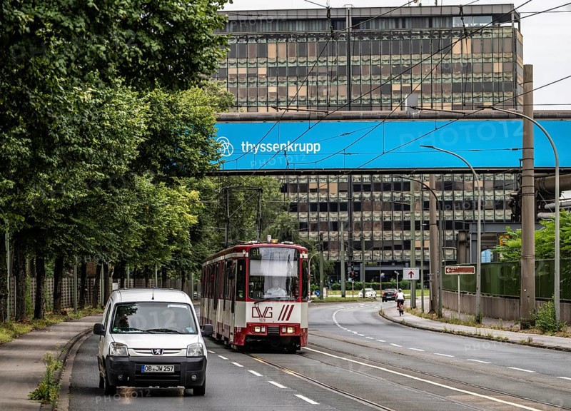 The headquarters of thyssenkrupp Steel Europe AG in Duisburg-Bruckhausen, Kaiser-Wilhelm-Straße, North Rhine-Westphalia, Germany, Europe