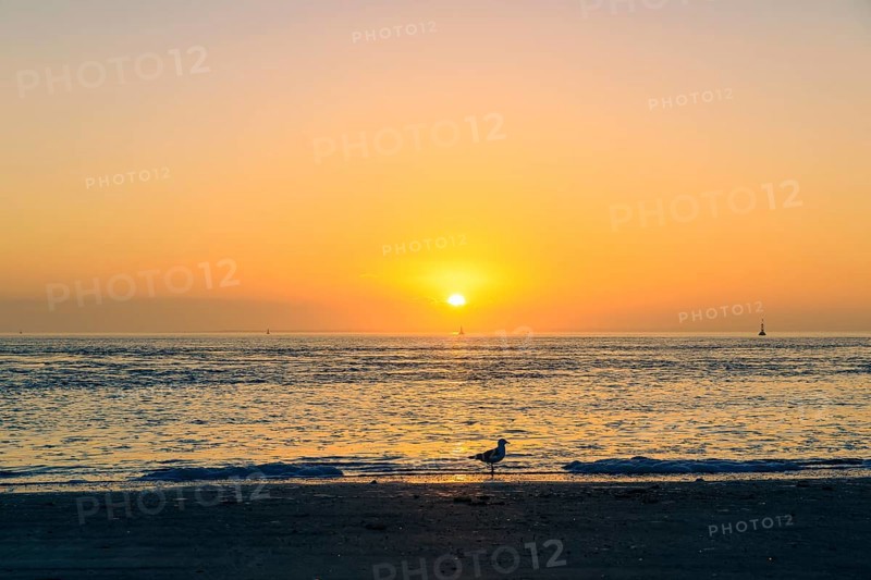 Sunset on the west beach of Norderney, Lower Saxony, Germany, Europe