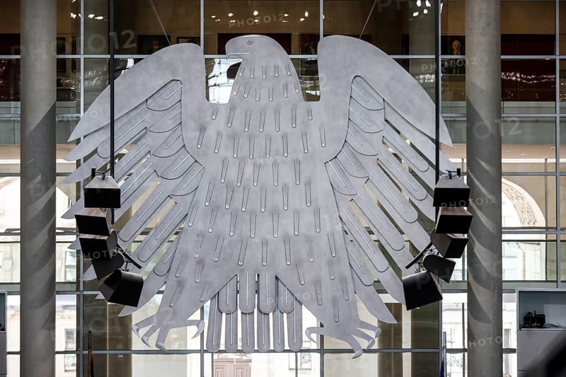 The federal eagle in the plenary chamber of the German Bundestag, Berlin, 13 June 2024, Berlin, Berlin, Germany, Europe