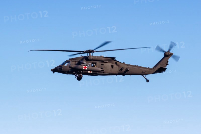 A Sikorsky Blackhawk helicopter of the US Air Force with the registration number 20-21132 at Split Airport, Croatia, Europe