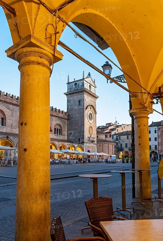 Torre Dell'Orologio, Piazza delle Erbe, Mantua, Mantova, Italy, Europe
