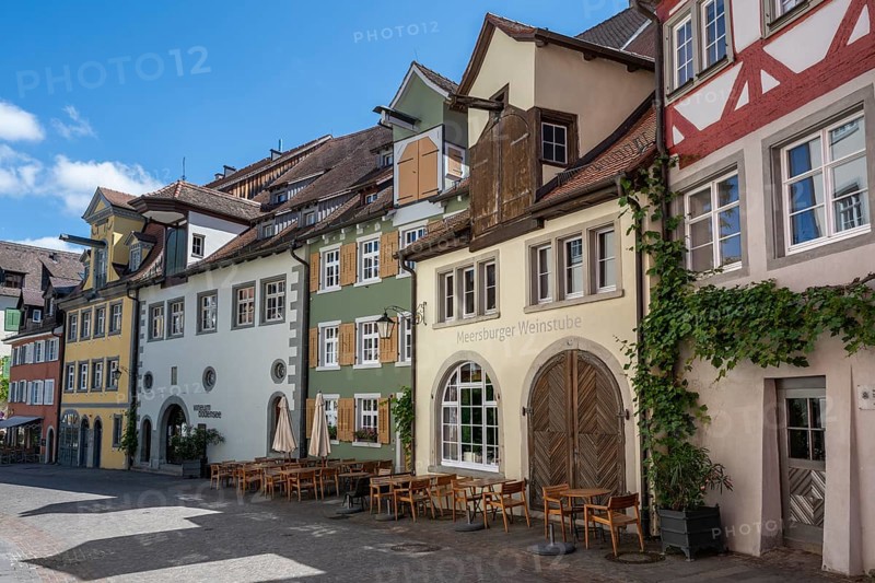 The Vorburggasse with historic half-timbered houses in the old town centre of Meersburg on Lake Constance, Lake Constance district, Baden-Württemberg, Germany, Europe