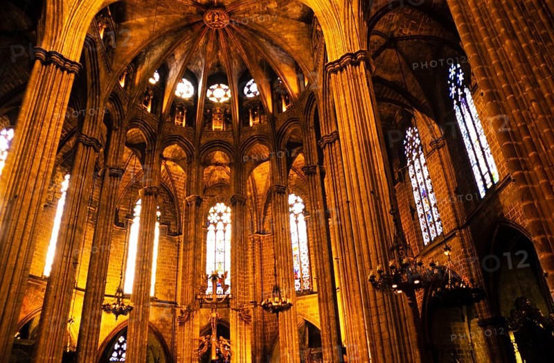 Interior of the Cathedral of the Holy Cross and St Eulalia, Cathedral in the city of Barcelona, Catalonia, Spain, Europe