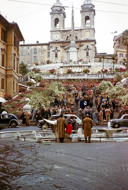 Strollers on the Spanish Steps, Rome, Italy 1957
