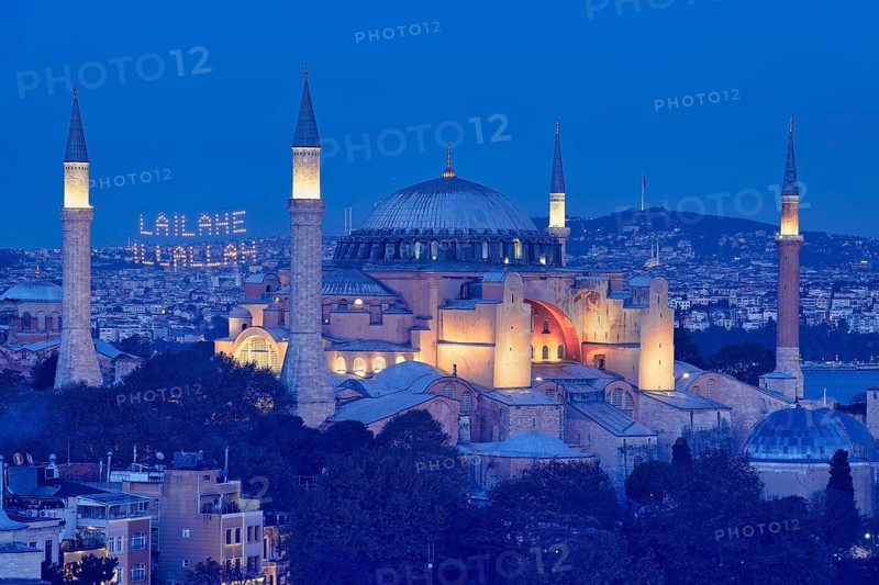 Hagia Sophia Mosque at sunset, Istanbul, Turkey, Asia