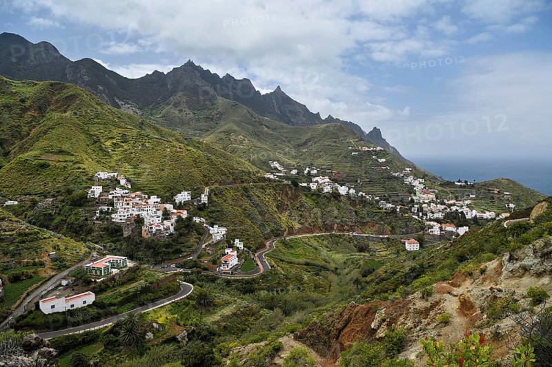View from the country road to the village of Taganana, Anaga Mountains, Tenerife, Canary Island, Spain, Europe