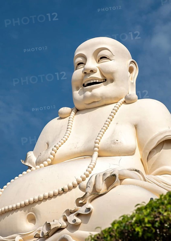 Statue of Budai - Laughing Buddha, Vinh Trang Temple, My Tho, Mekong Delta, Vietnam, Asia