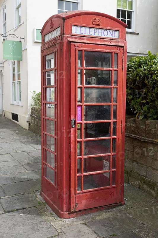 Functioning K6 design traditional red telephone box kiosk, Devizes, Wiltshire, England, UK
