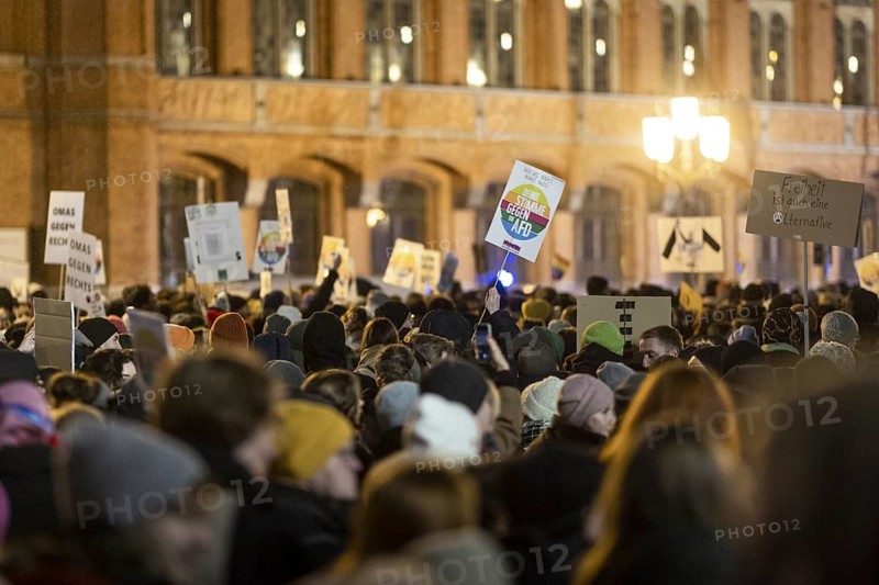 Recordings as part of the demonstration Auf die Strasse! Against the AfD's Nazi deportation plans in front of the Rotes Rathaus in Berlin, 17 January 2024