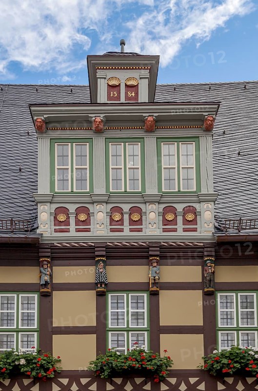 Half-timbered house façade, Wernigerode, Saxony-Anhalt, Germany, Europe