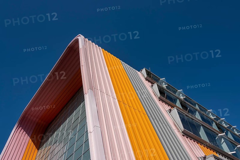 Colourful roof façade, Experimental Factory, Magdeburg, Saxony-Anhalt, Germany, Europe