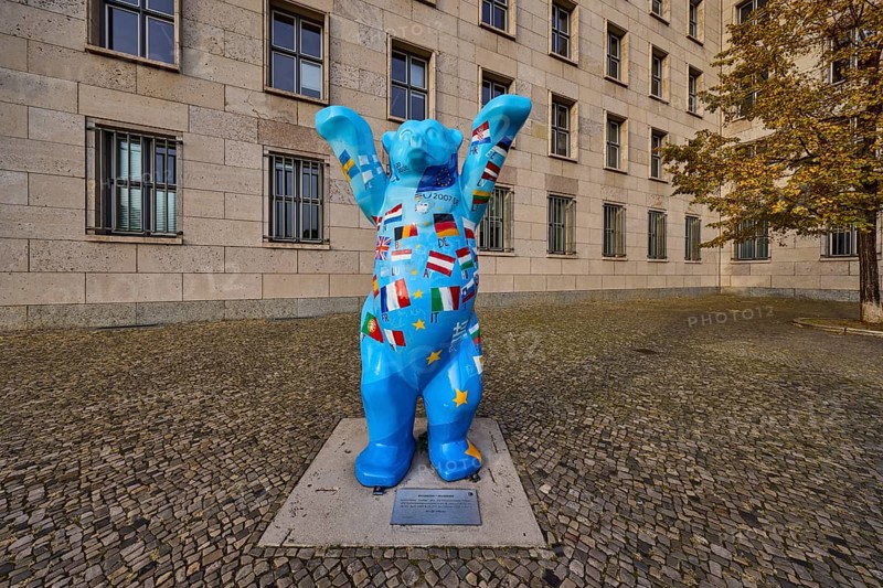 ECOFIN Buddy Bear by Andrej Wolff, Federal Ministry of Finance, Niederkirchnerstraße, Berlin, capital city, independent city, federal state of Berlin, Germany, Europe