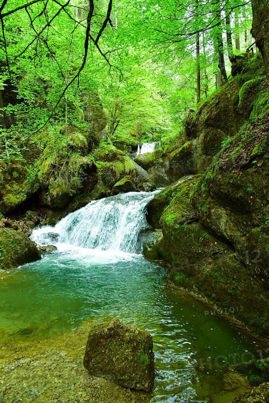 Waterfall at the Steigbach in the Steigbachtobel near Immenstadt in Oberallgäu, Bavaria, Germany, Europe